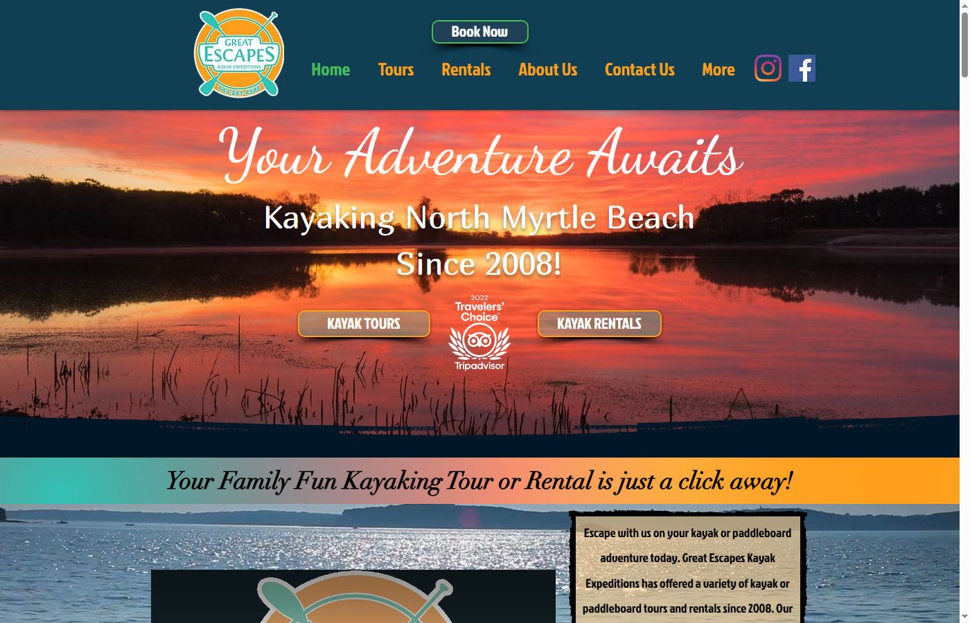 Great Escapes Kayak Expeditions Website